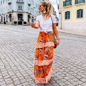 Farm Rio Amabella Tiered Maxi Skirt